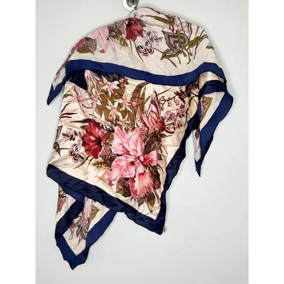 Vintage Designer Scarf Lot Silk Wool Floral Paisley Butterfly Rose Bundle - Picture 5 of 9